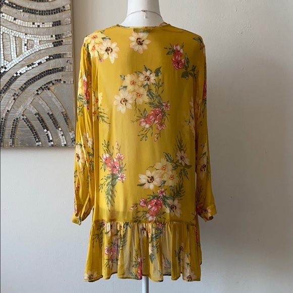 Zara Womens Dress Top Yellow Floral Long Top Dress - Picture 5 of 7